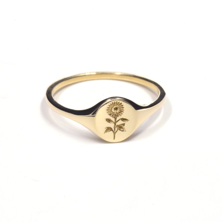 Sunflower signet sale ring