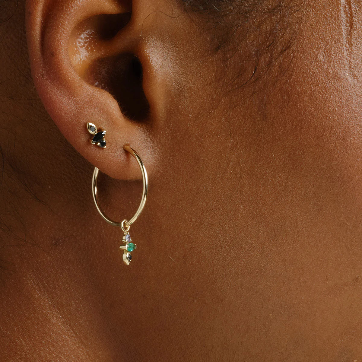 métier / am pm multi gemstone stud earring - single