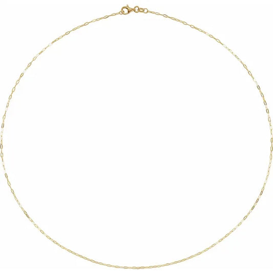 flat elongated oval paperclip chain necklace - 1.25mm