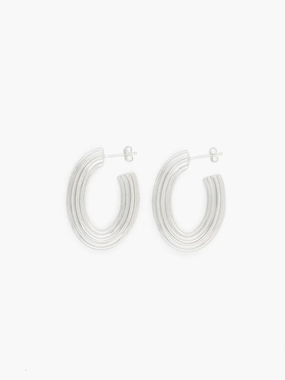 drop grooved hoop earrings