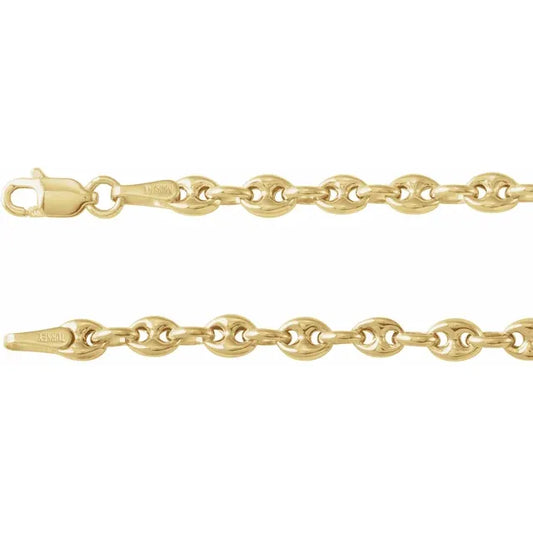 puffed anchor gold chain necklace - 3.8mm