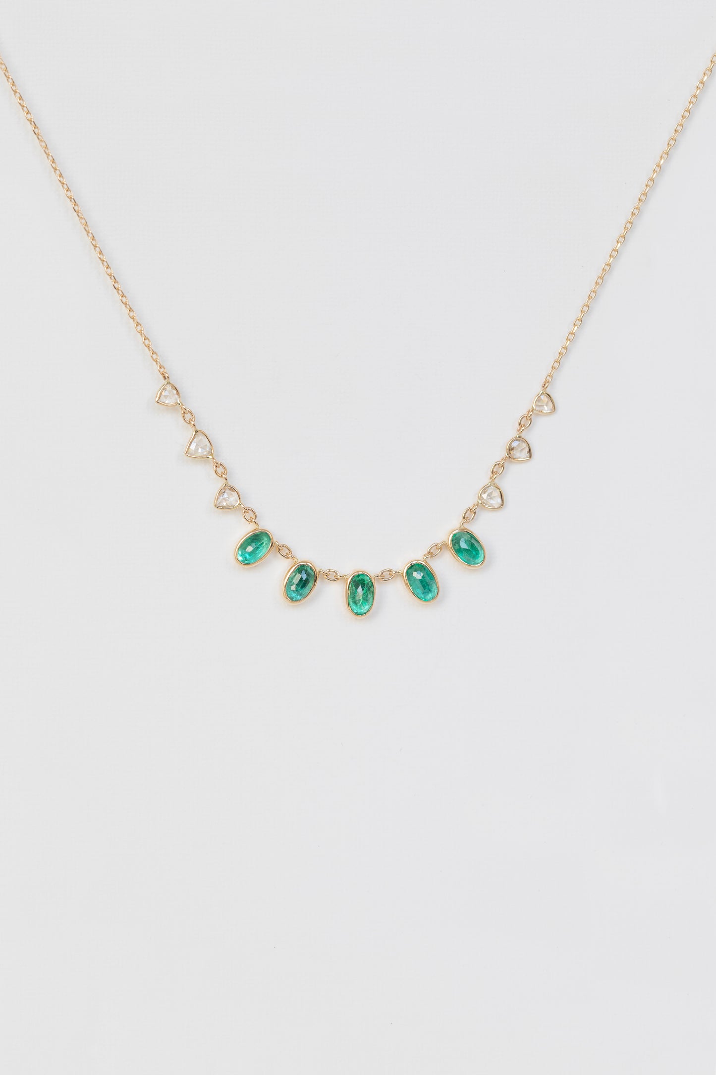 multi emerald & rose-cut champagne diamond necklace