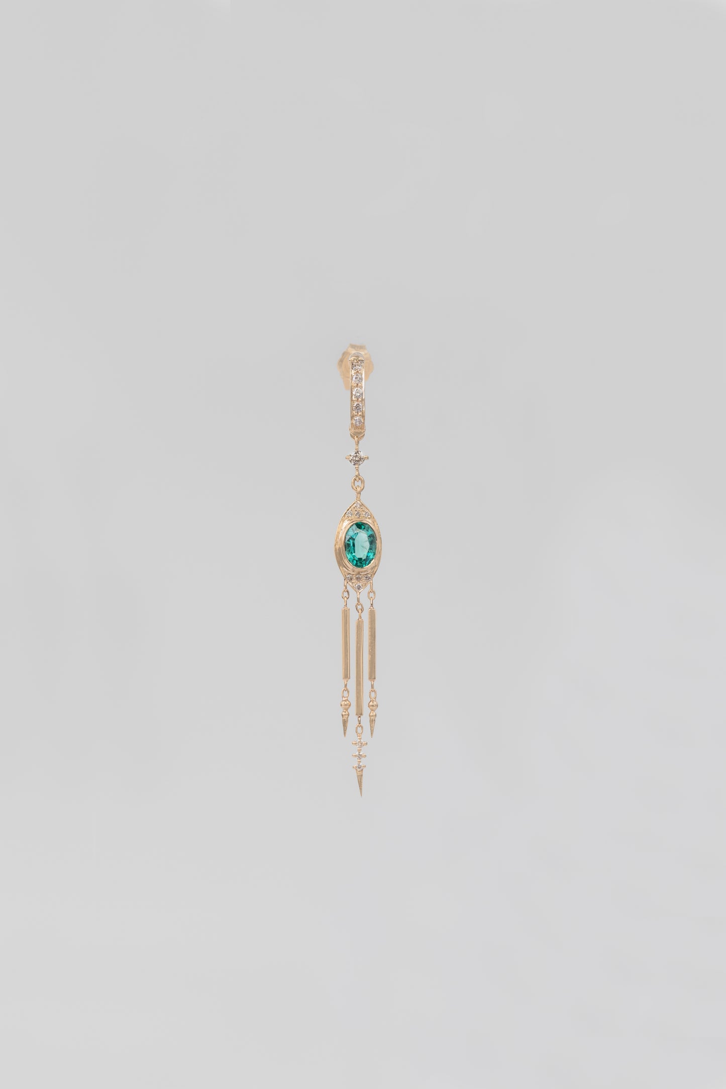 totem emerald & diamond fringe earrings