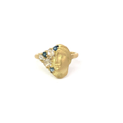 fragmented sybil diamond + sapphire ring