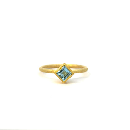 faceted aquamarine square ring