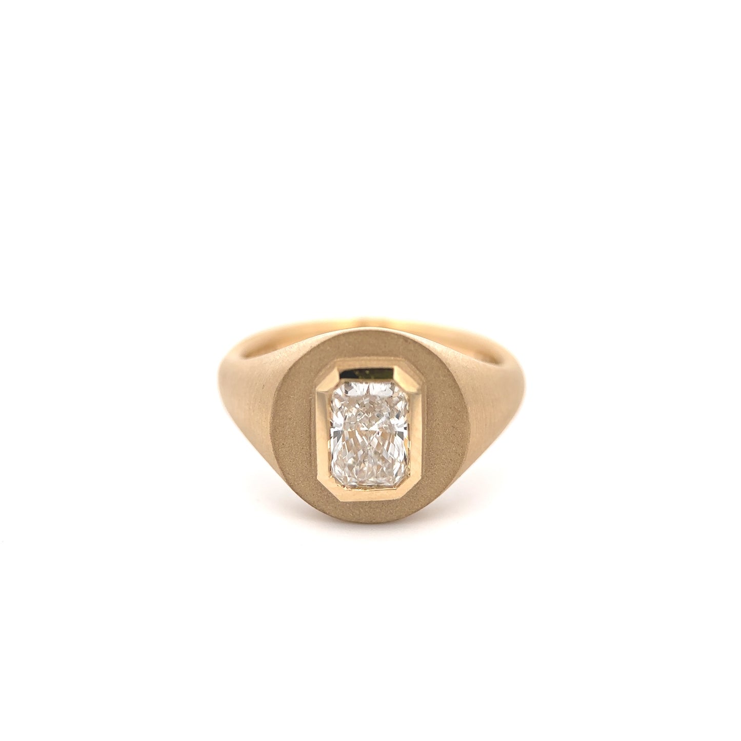 emerald-cut signet ring - grown diamond