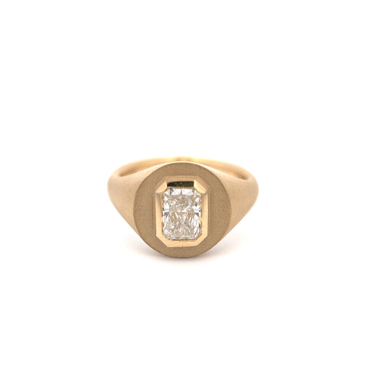 emerald-cut signet ring - grown diamond