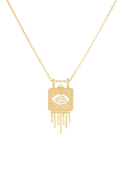 sunbeams & dangling eye diamond plate necklace