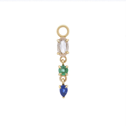 métier / multi gemstone claw droplet plaque charm - single