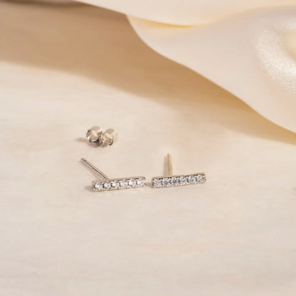 pave bar stud earrings