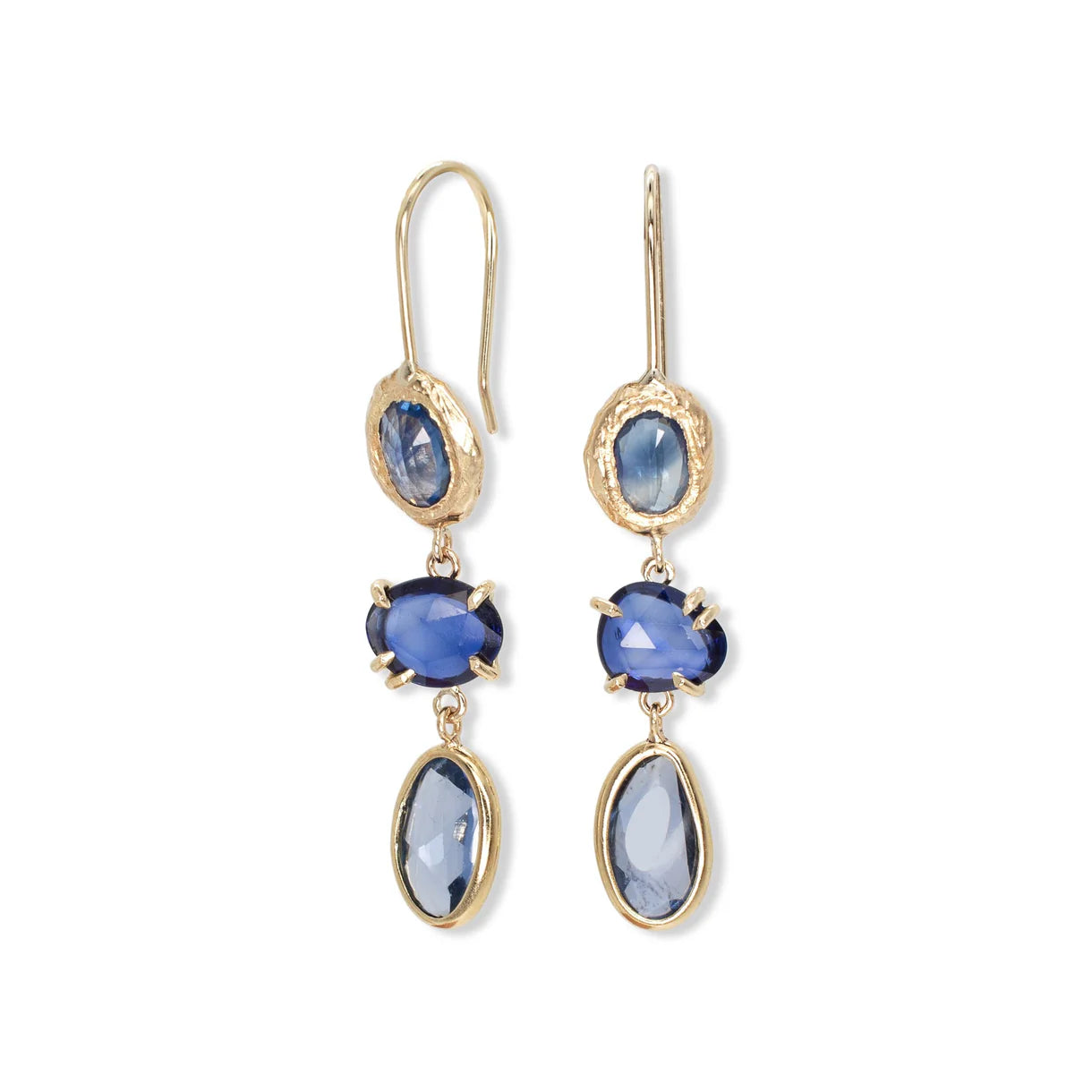 triple drop earrings - blue sapphire ombre