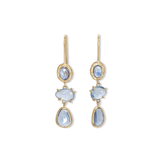 triple drop earrings - blue sapphire ombre