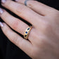 geometric mixed ring band - blue sapphire