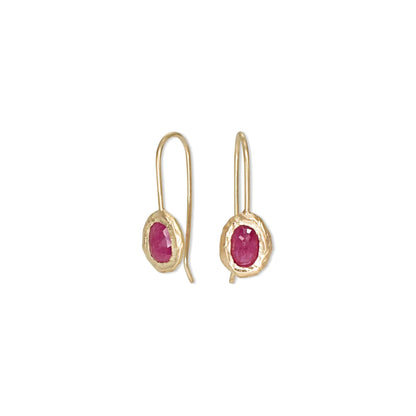 oval fixed hook earrings - ruby