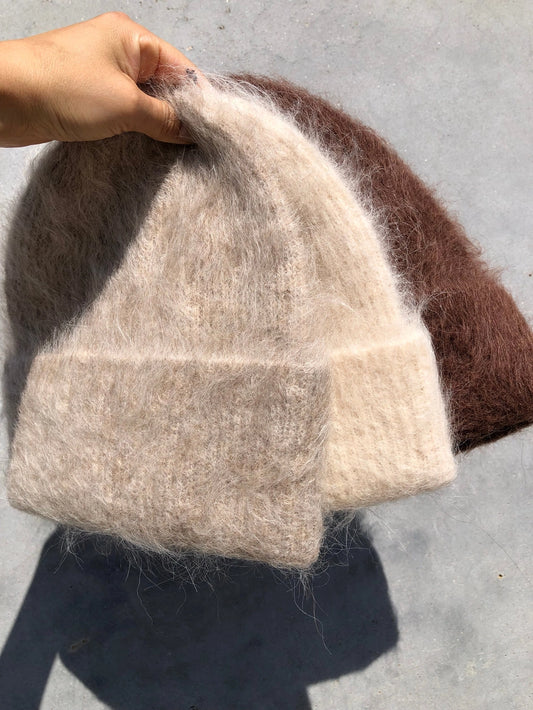 alpaca fluffy beanie