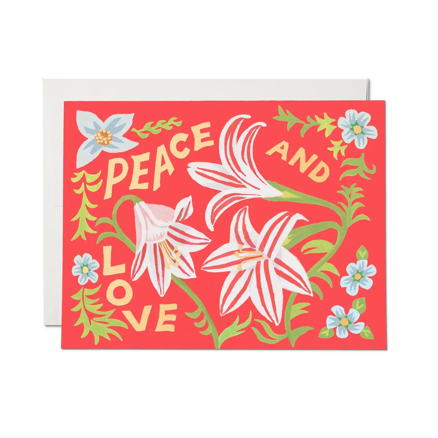 peace and love amaryllis holiday greeting card