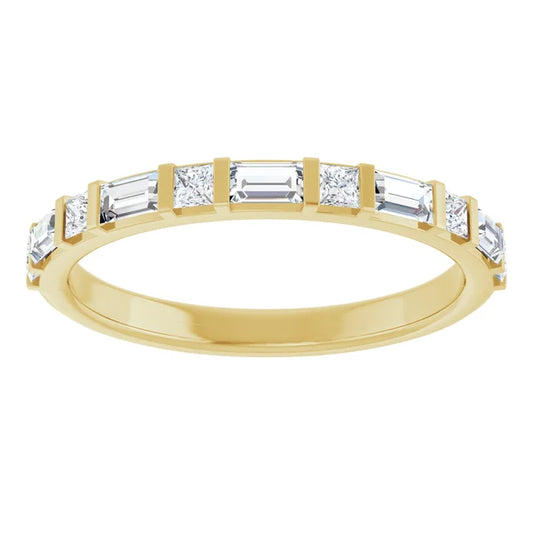 baguette + square stone half-eternity ring band - grown diamond