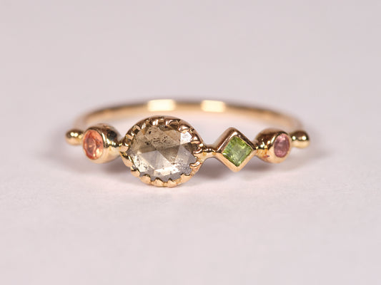 simple ring band - sapphire + tourmaline + diamond + spinel