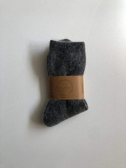 billy bamboo / neutral fluffy angora socks