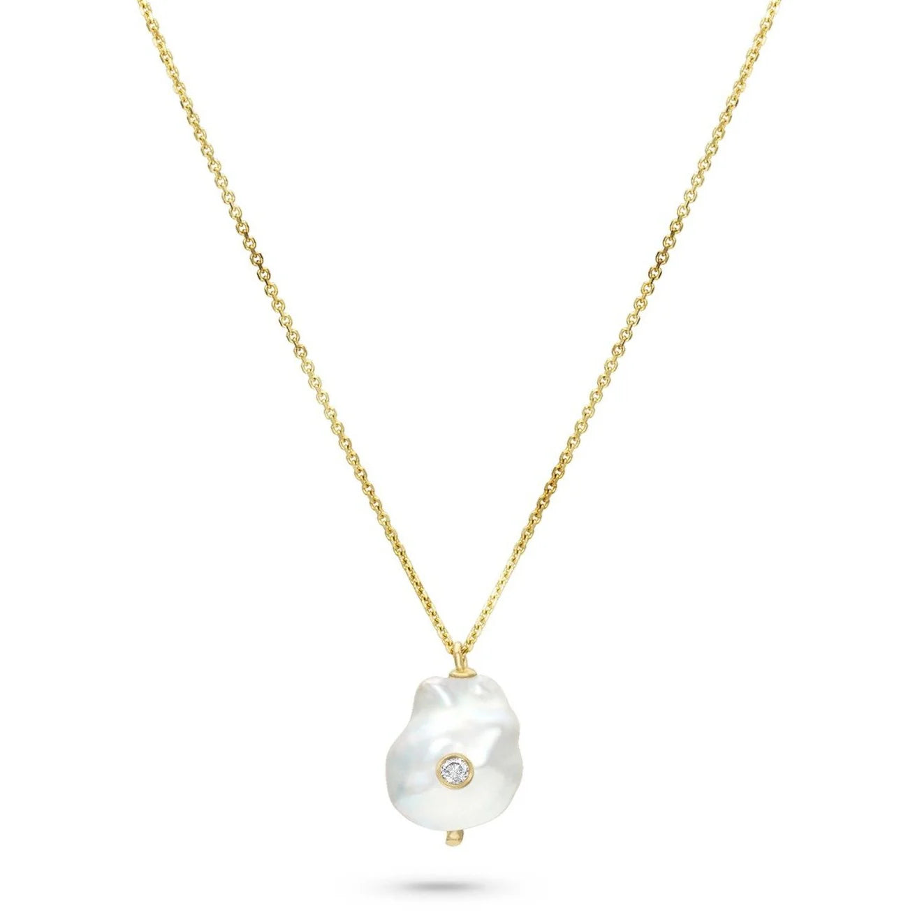 baby baroque white pearl + natural diamond necklace