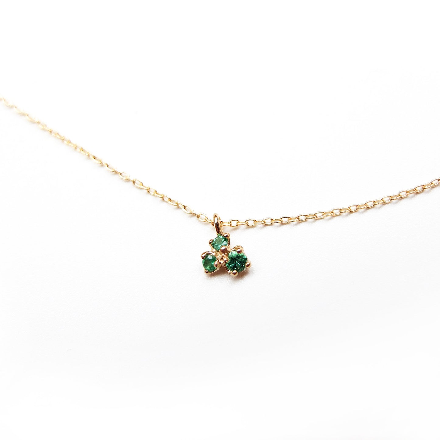 three buds necklace - emerald