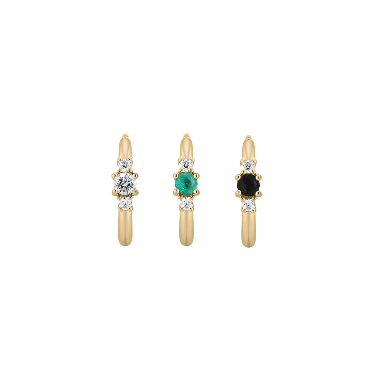 métier / petite triple gemstone clicker hoop earring - single