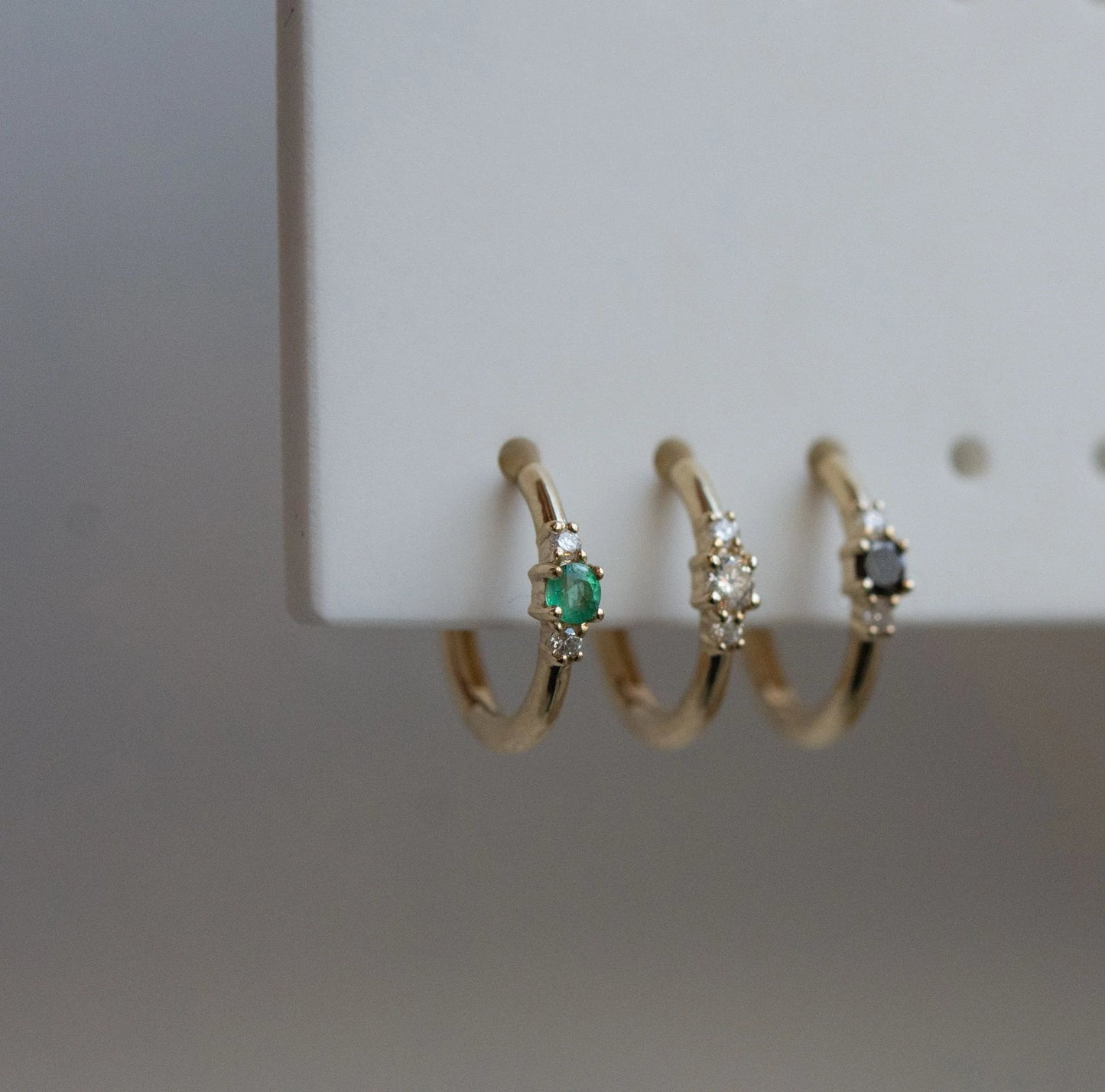 métier / petite triple gemstone clicker hoop earring - single