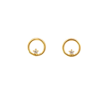 circle + inside stone stud earrings - cz