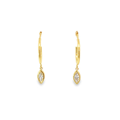 dangling marquise stone post hoop earrings - cz