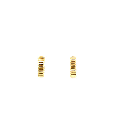 tiny horizontal ribbed hoop earrings