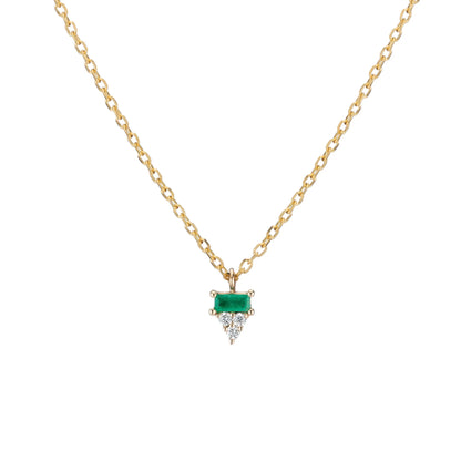 baguette cluster necklace - natural emerald + diamond