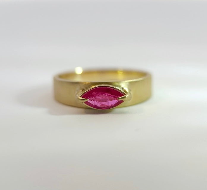 tapered flat band ring - ruby