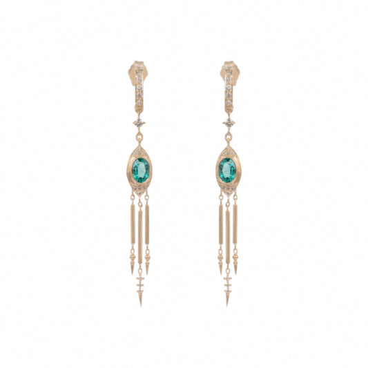 totem emerald & diamond fringe earrings