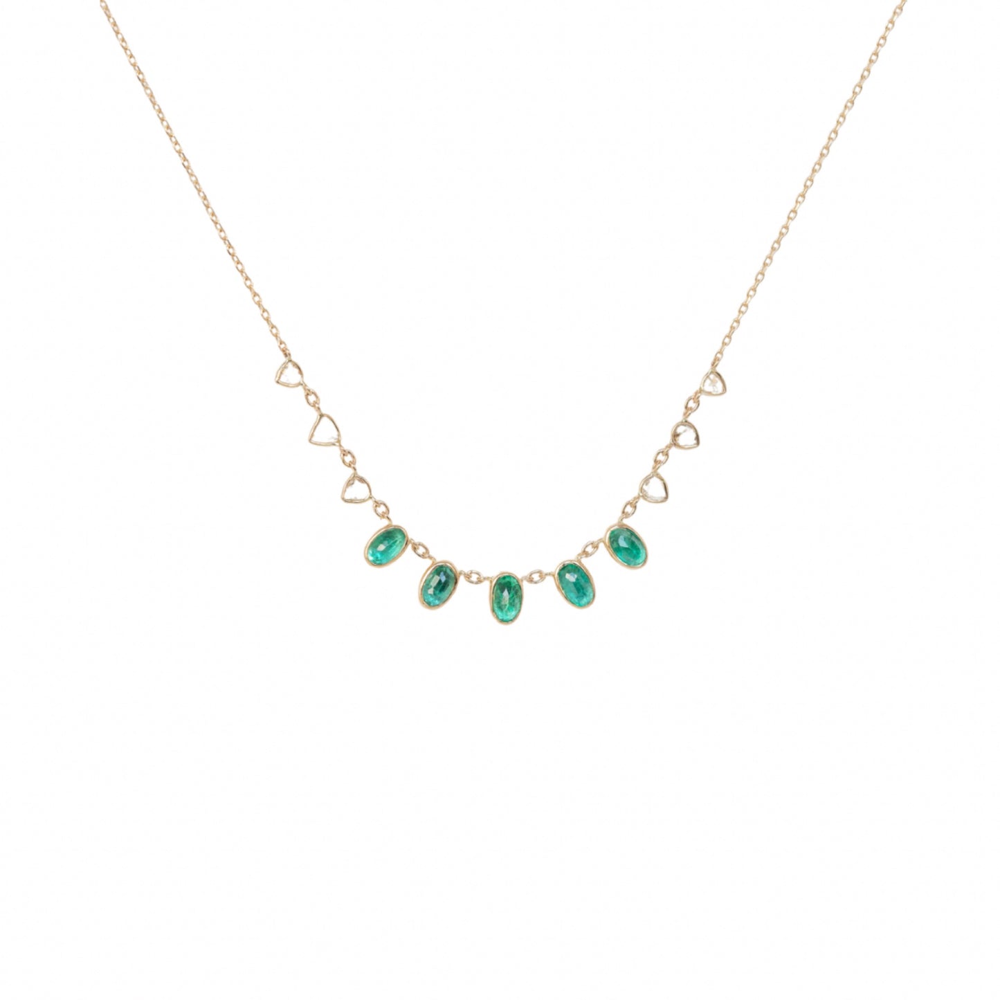 multi emerald & rose-cut champagne diamond necklace