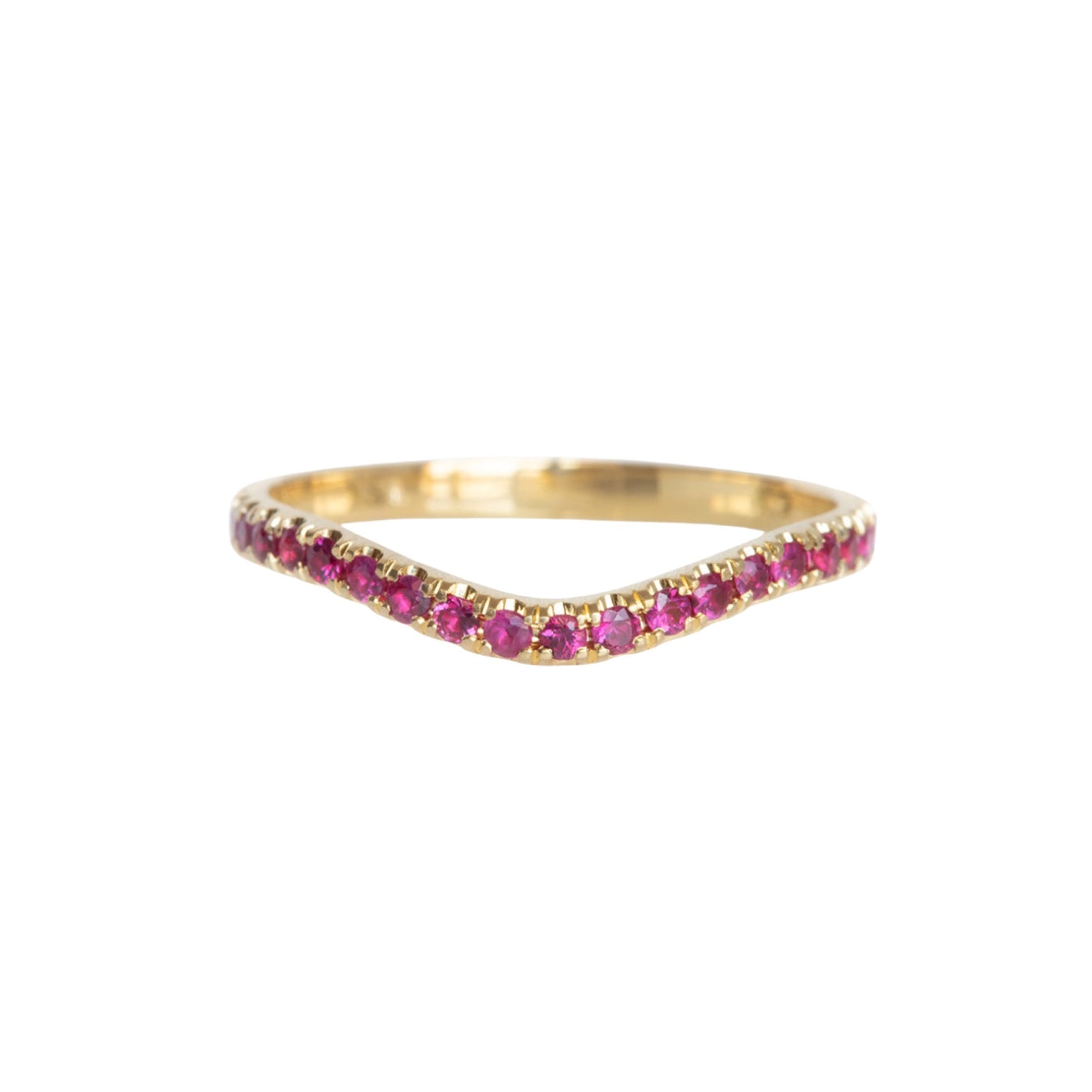 pavé curve band ring - ruby