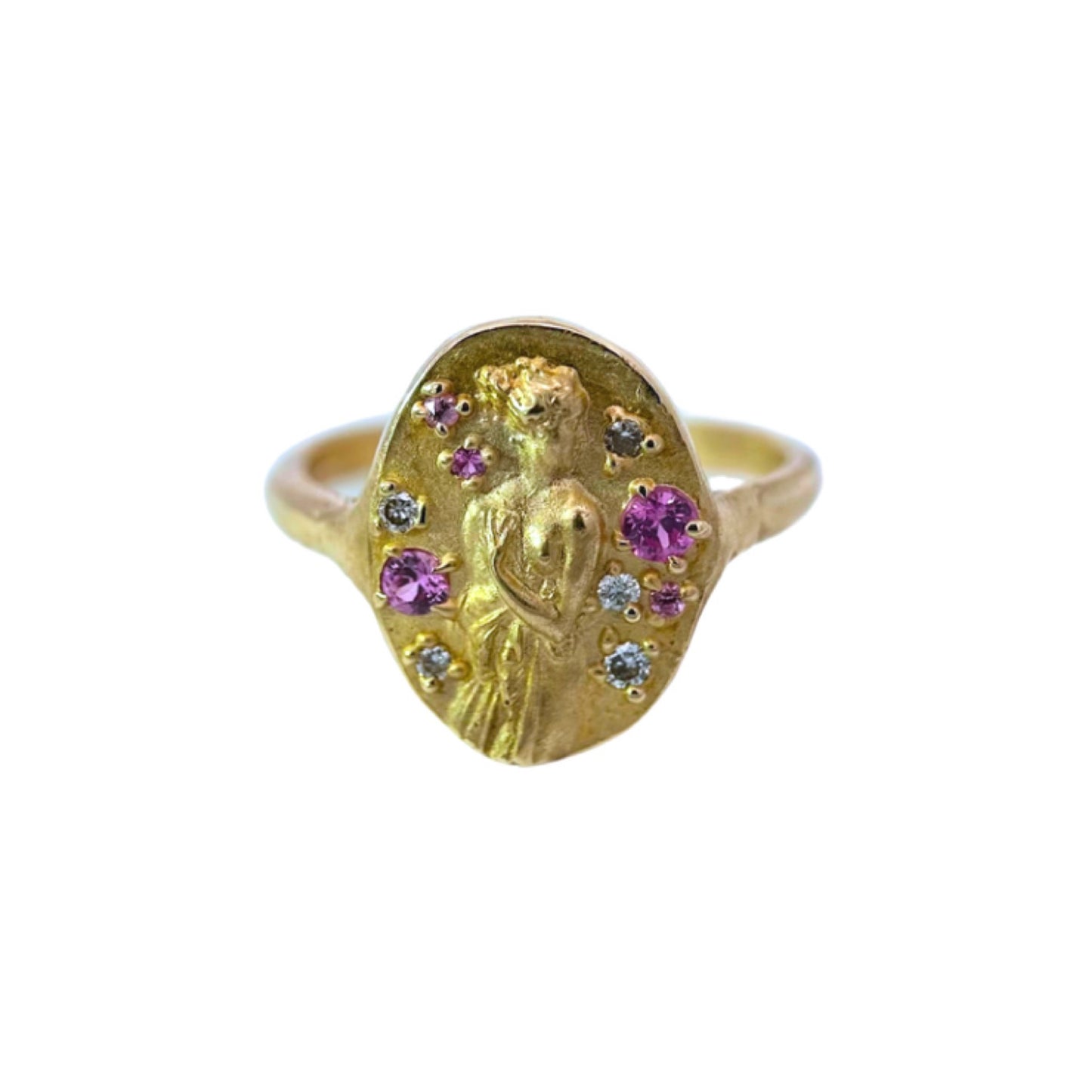 figure ring - pink sapphire + diamond