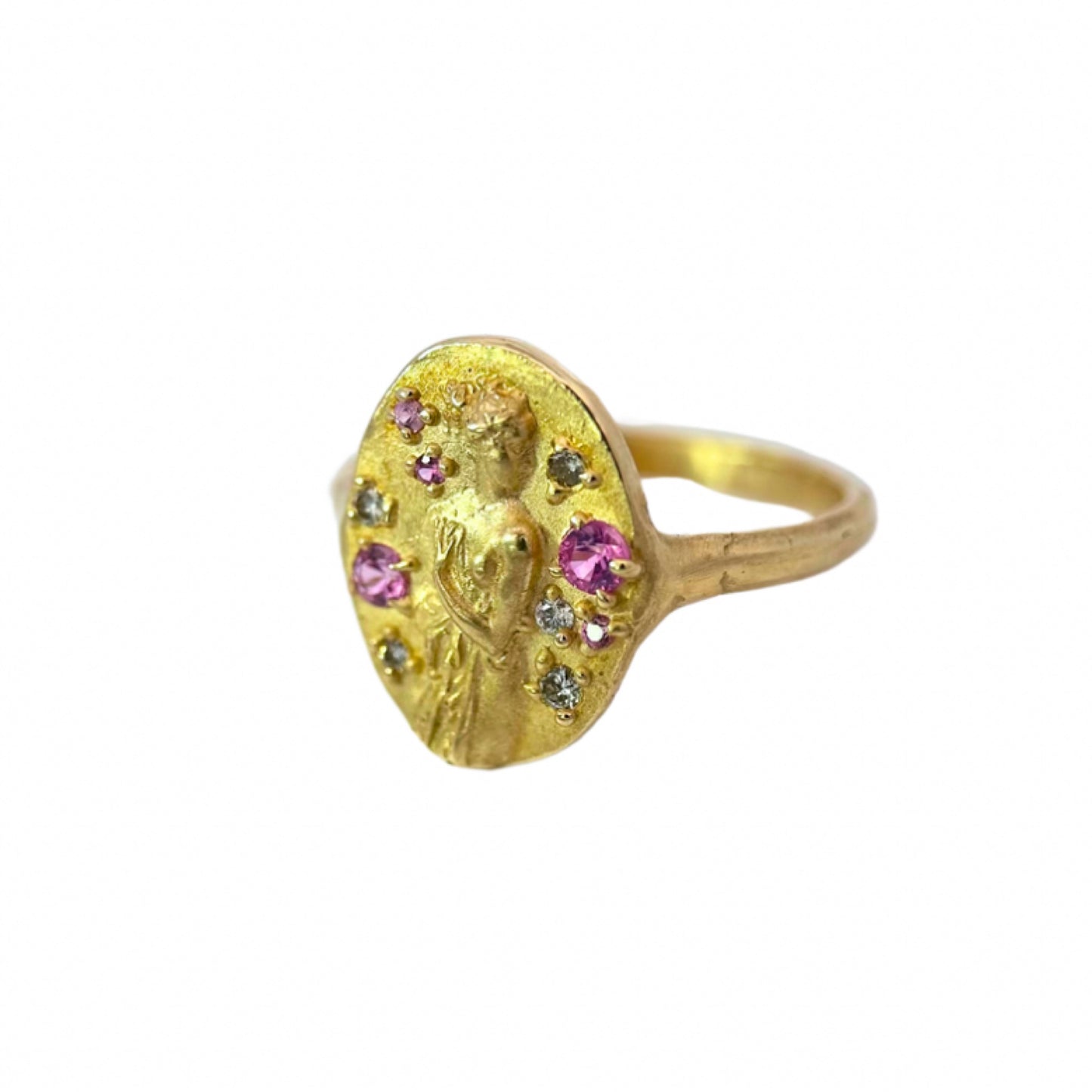 figure ring - pink sapphire + diamond