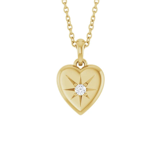 heart pendant necklace - natural diamond