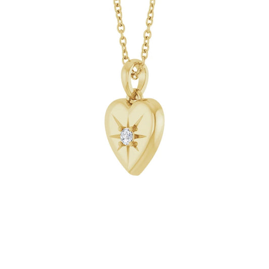 heart pendant necklace - natural diamond