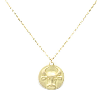 zodiac medal pendant necklace - taurus