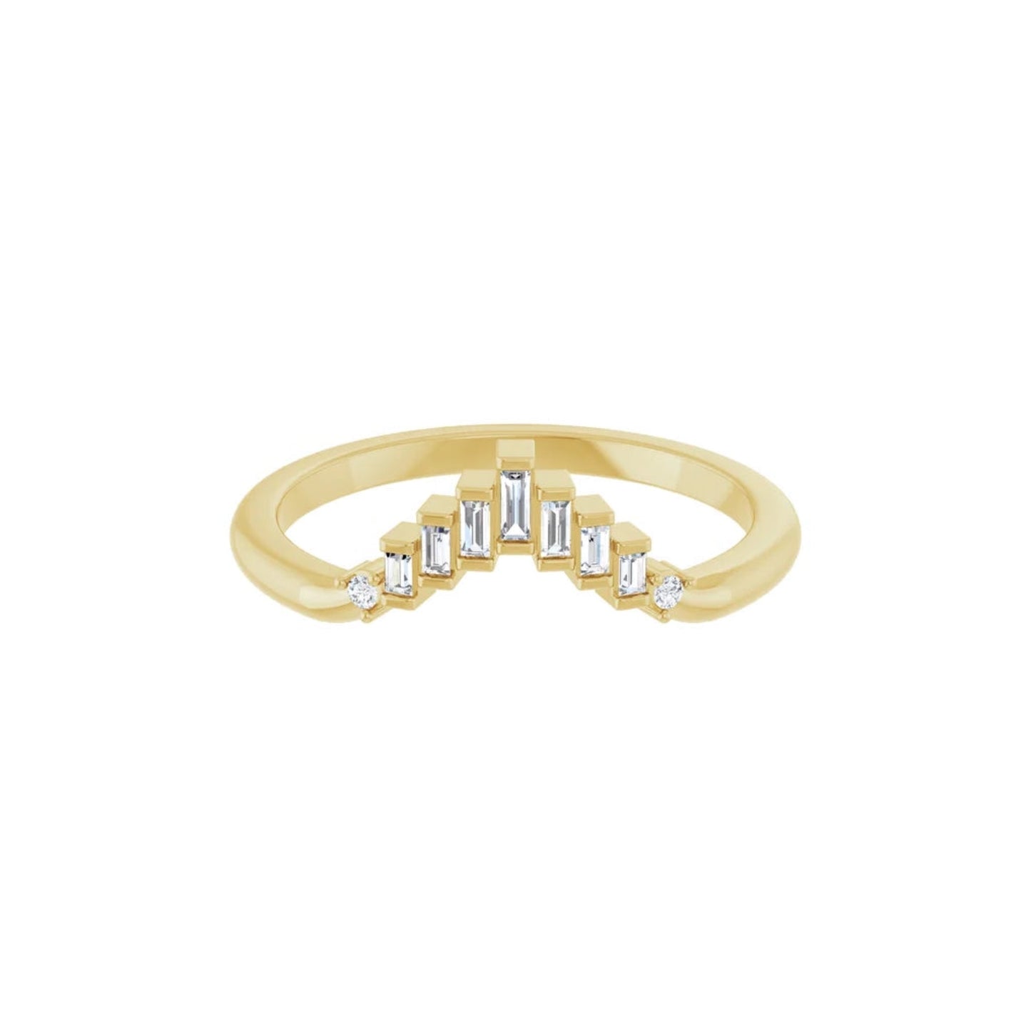 baguette arch contour ring band - natural diamond