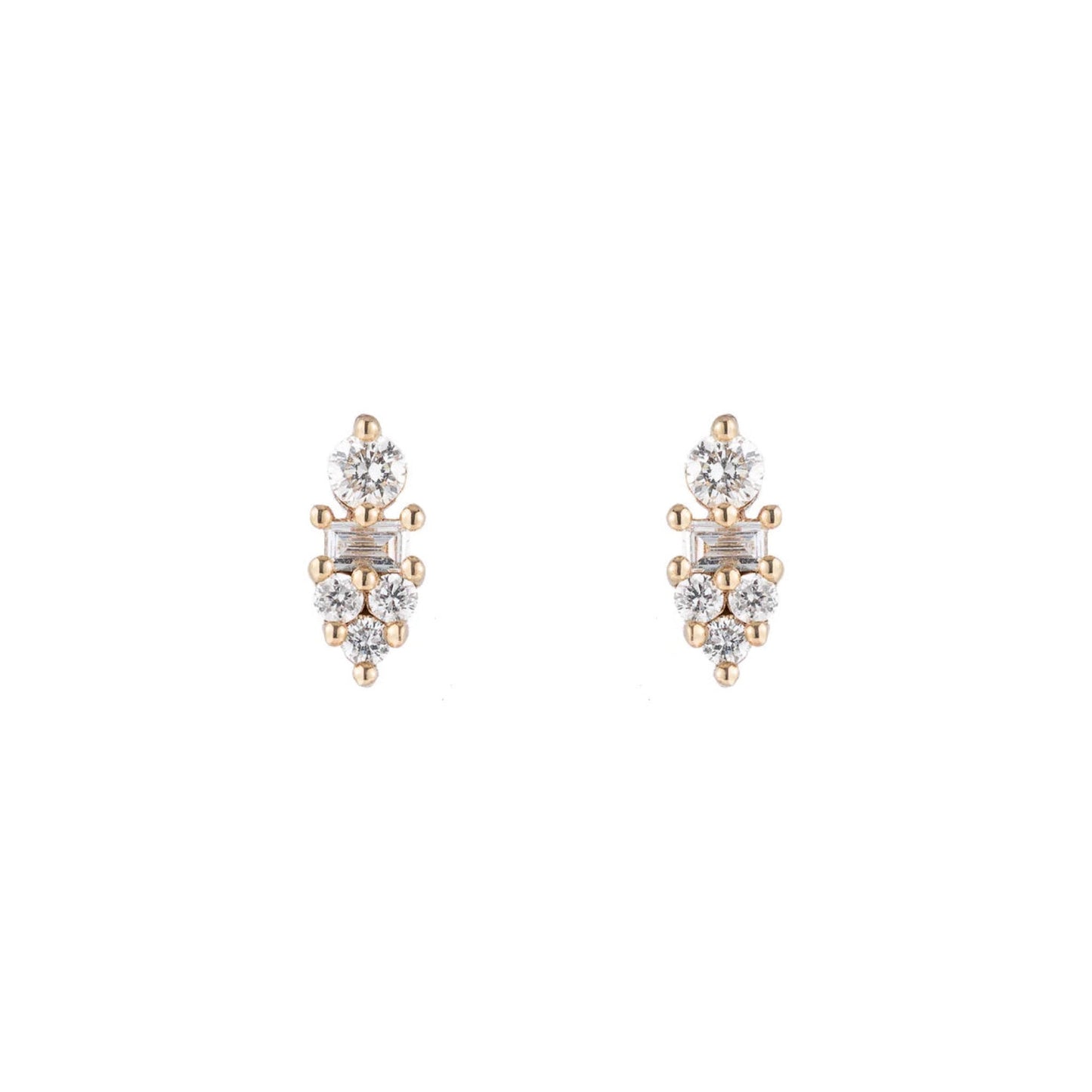 corona stud earrings - natural diamond