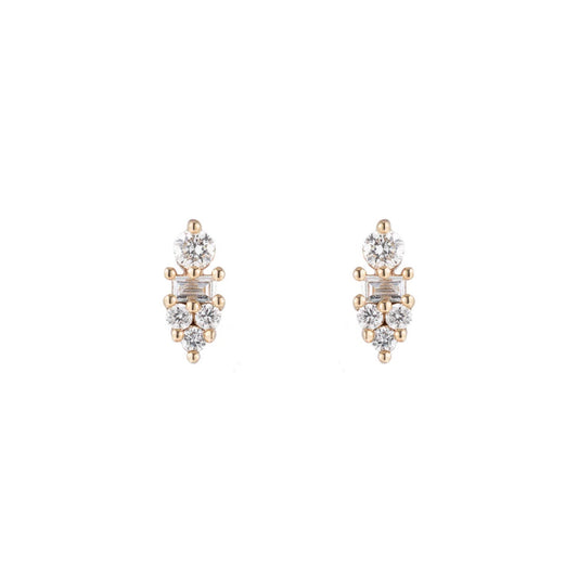 corona stud earrings - natural diamond