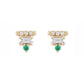 baguette bar stud earrings - natural emerald + diamond