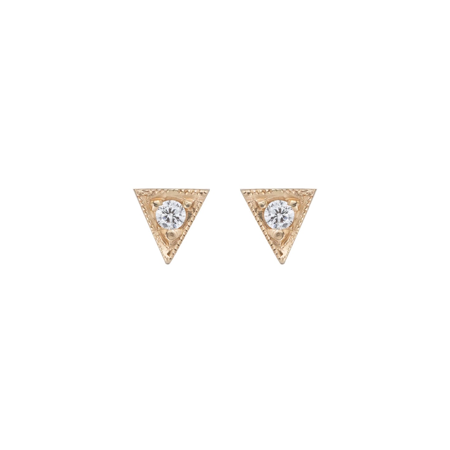 deco triangle stud earrings - natural diamond