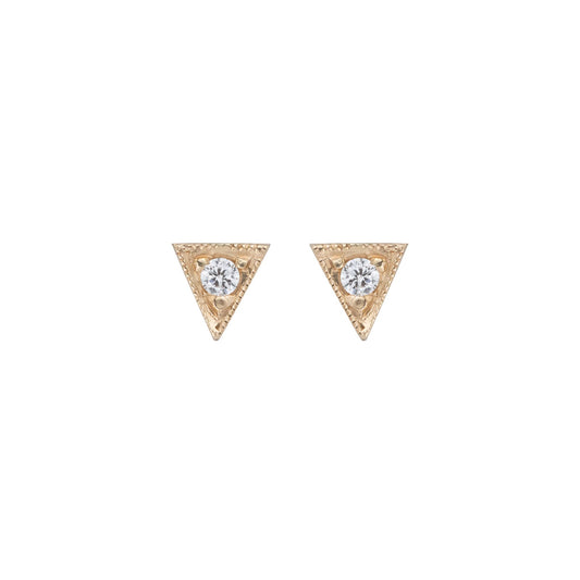 deco triangle stud earrings - natural diamond