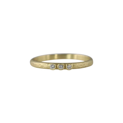 weathered three-diamond stacking ring