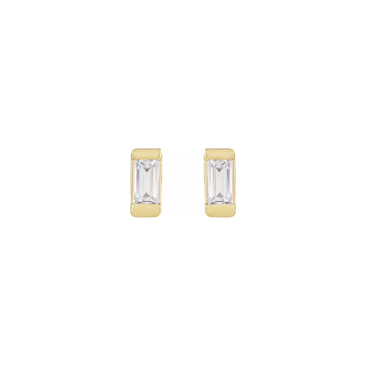 channel-set baguette stud earrings - grown diamond