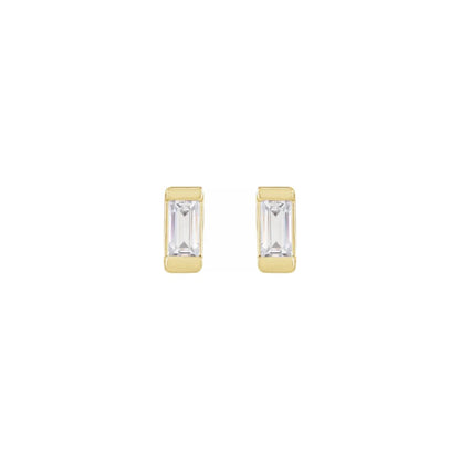 channel-set baguette stud earrings - grown diamond