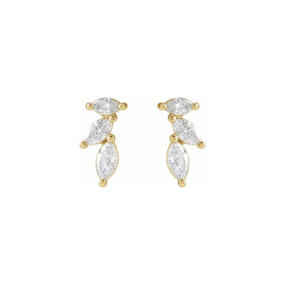 marquise climber stud earrings - natural diamond